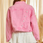 Kendal Mineral Wash Pink Denim Jacket