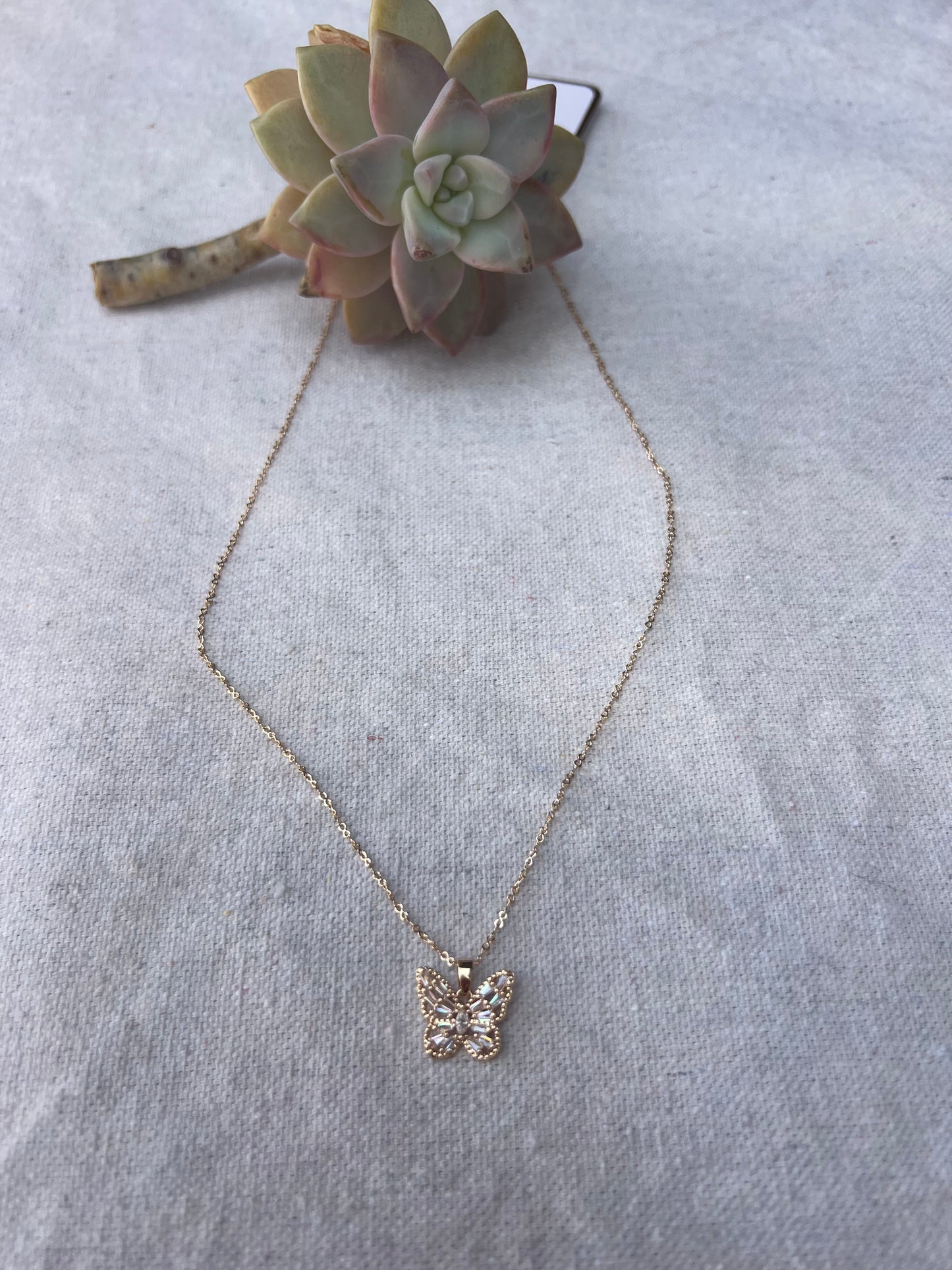 Crystal Butterfly Chain Necklace