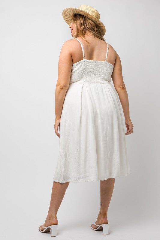 Daria White Tie Front Dress (Curvy)