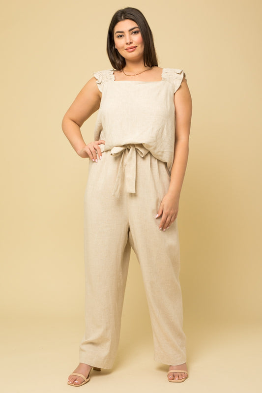 Tell Me More Natural Linen Pants (Curvy)