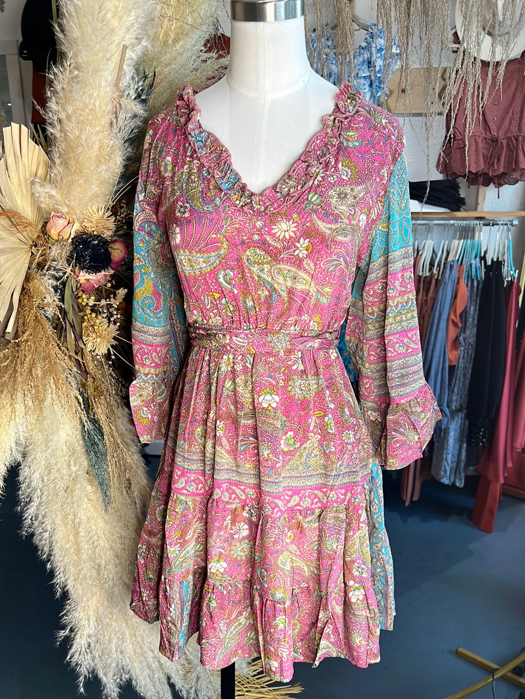 London Lace-Up Back Mini Dress